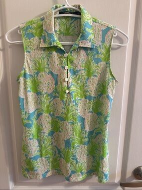 Polo Golf by Ralph Lauren pineapple print sleeveless polo
